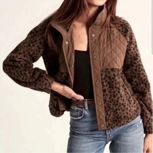 Abercrombie Animal Print Snap Up Quilted Jacket NWT